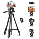 65” Phone&Tablet Tripod, Aureday Cell Phone Tripod for iPhone with Wireless Remote and Phone Holder, Extendable Stand for iPad, Suit for Video