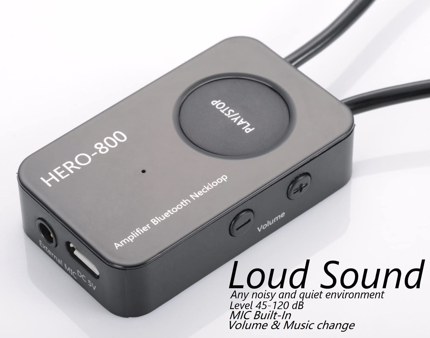EDIMAEG Loud Sound 45-100dB 35 inch Amplifier Bluetooth Neckloop Aids T-coil with CIC Spy Earpiece