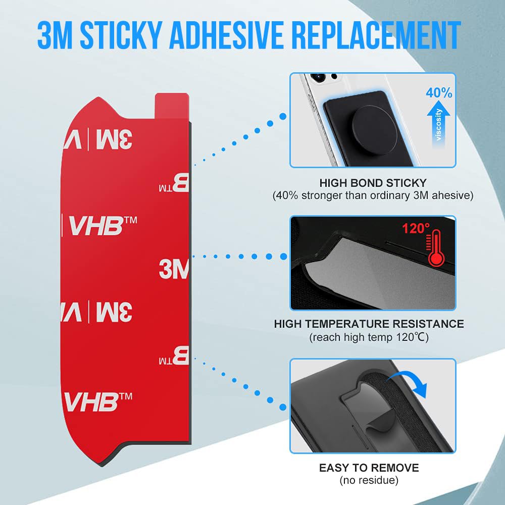 volport 10pcs Sticky Adhesive Replacement for Pops Wallet+ & Wallet Plus Base, Socket Wallet Case Back Sticker Pads, Double-Sided High Stickiness