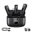 Wireless Lavalier Microphone for iPhone, Android & Laptops, Noise Cancellation, Auto Pairing, 24H Battery Life with Charging Case, USB C Mini