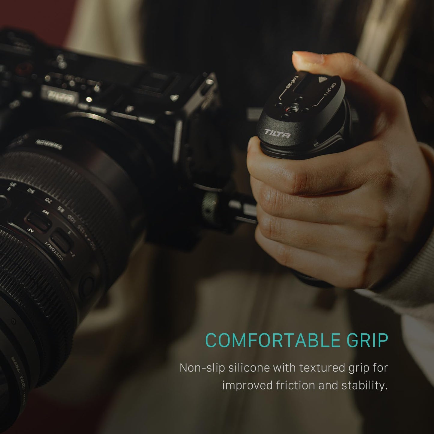 Tilta Xeno Side Handle for Filmmakers & Cameras - Black | Secure Connection & Helps Prevent Rotation | Adjustable Height | Textured Silicone Grip |