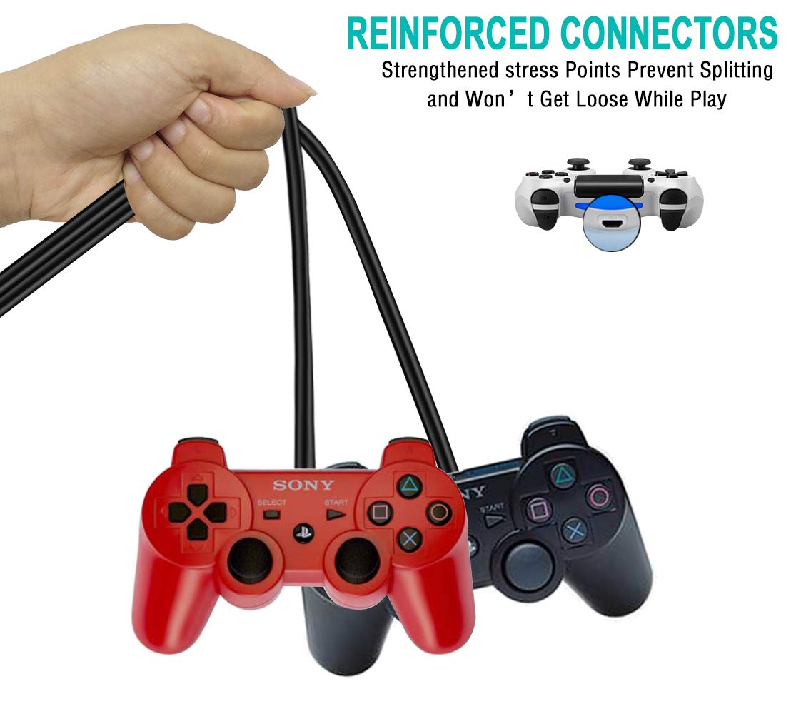 SCOVEE PS3 Controller Charger Cord, 2 Pack 10ft PS3 Charger Cable for Sony PlayStation 3 Controller DualShock 3 PS Slim PS Move Wireless Game