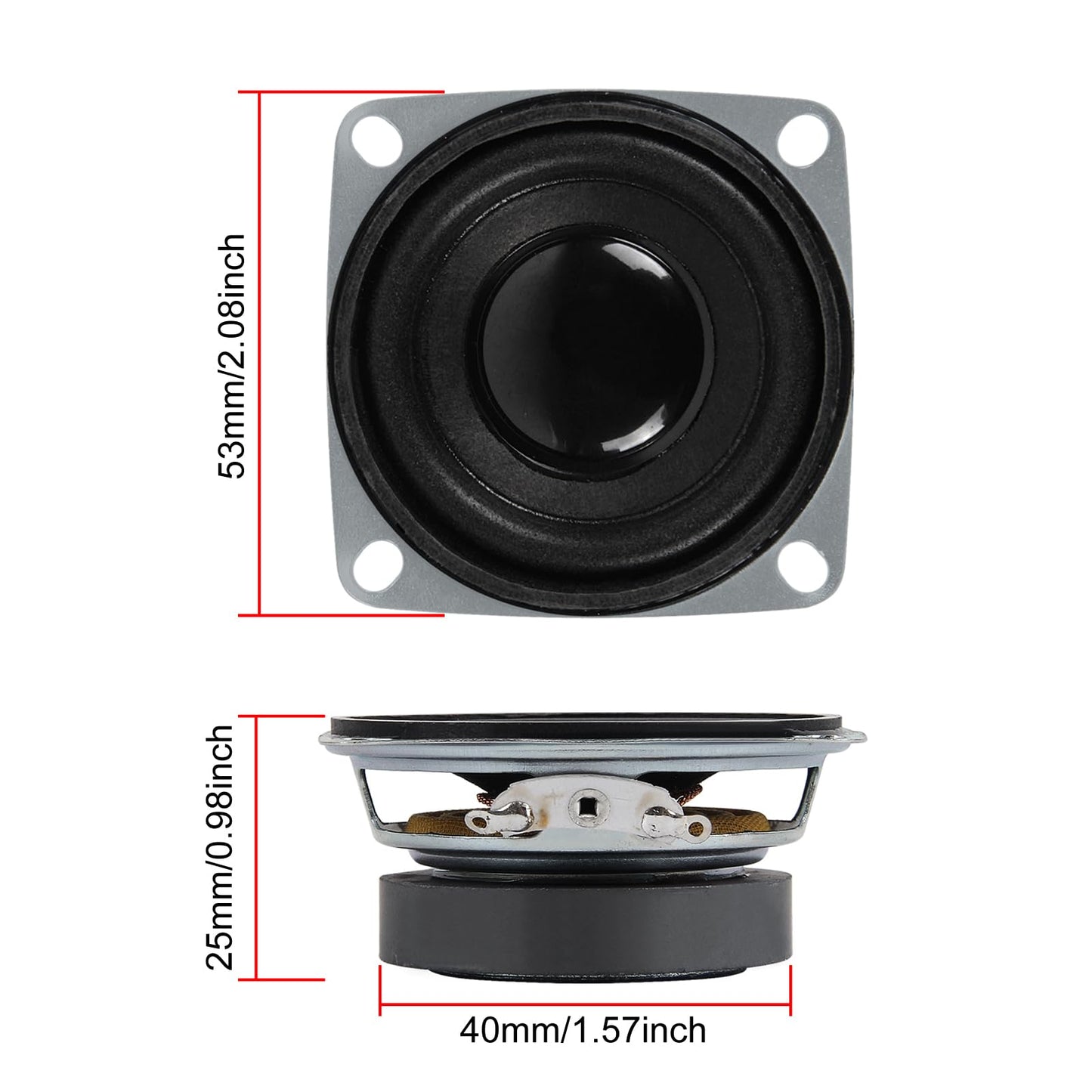 2Pcs 2" 8 Ohm 3W Full Range Woofer Speaker 2inch Stereo udio Sound Home Theater Loudspeaker for DIY Audio Projects and Replacement