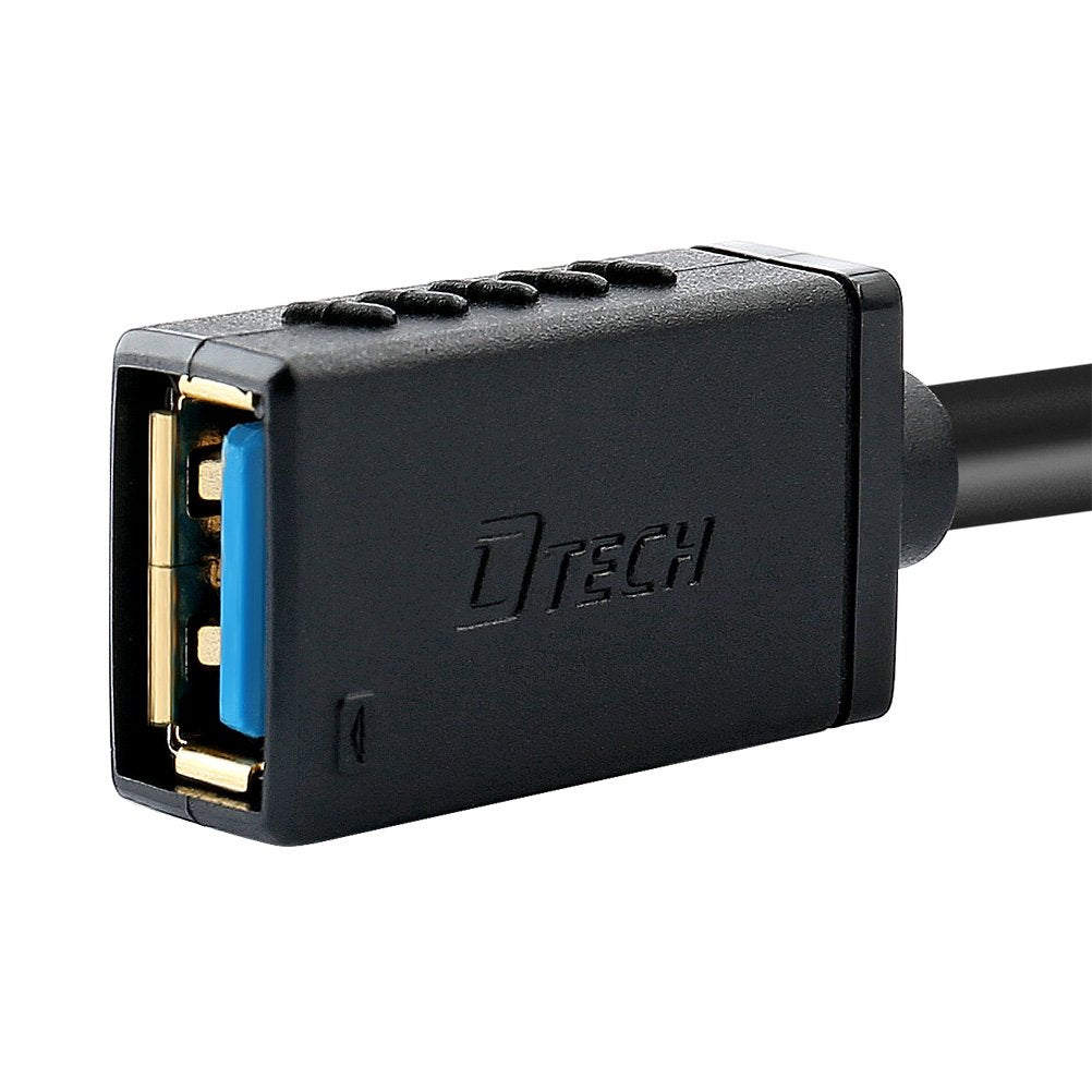 DTECH USB 3.0 Extension Cable 10ft Type A Male to Female Adapter with Gold Plated Connector (Black, 10 Feet)