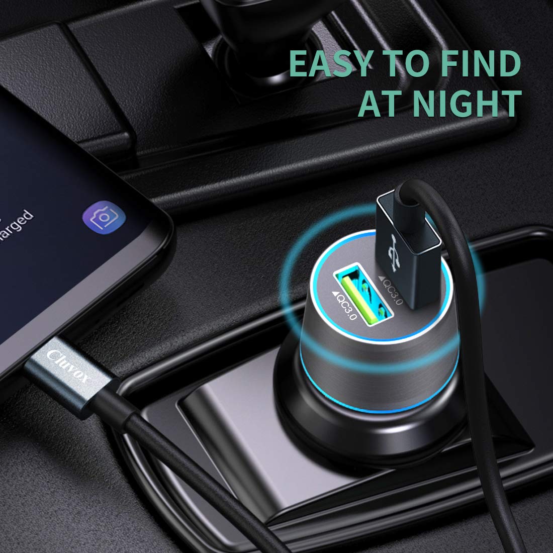 Rapid USB C Car Charger, Compatible for Samsung Galaxy S26/S25 Plus/Ultra/S24/S23/S22/S21/Note 20/10/S20/S10+/S9/A56/A36/A50/A70, Quick Charge 3.0