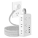 Multi-Device Charging Station, 6-Outlet Surge Protector with 4 USB Ports, Braided Extension Cord, Compact Power Strip for College Dorm Room, Home
