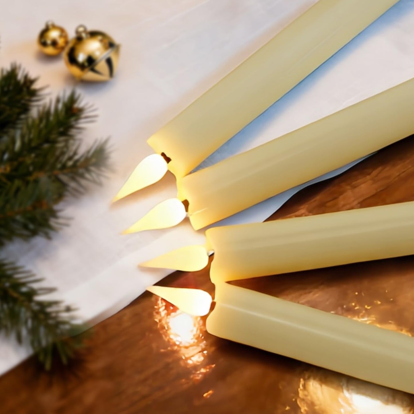 yunsheng 11 Inches Flameless Taper Candles Flickering with Remote & Timer, Set of 6 Battery Operated LED Window Candles, Ivory Plastic LED Candlestick