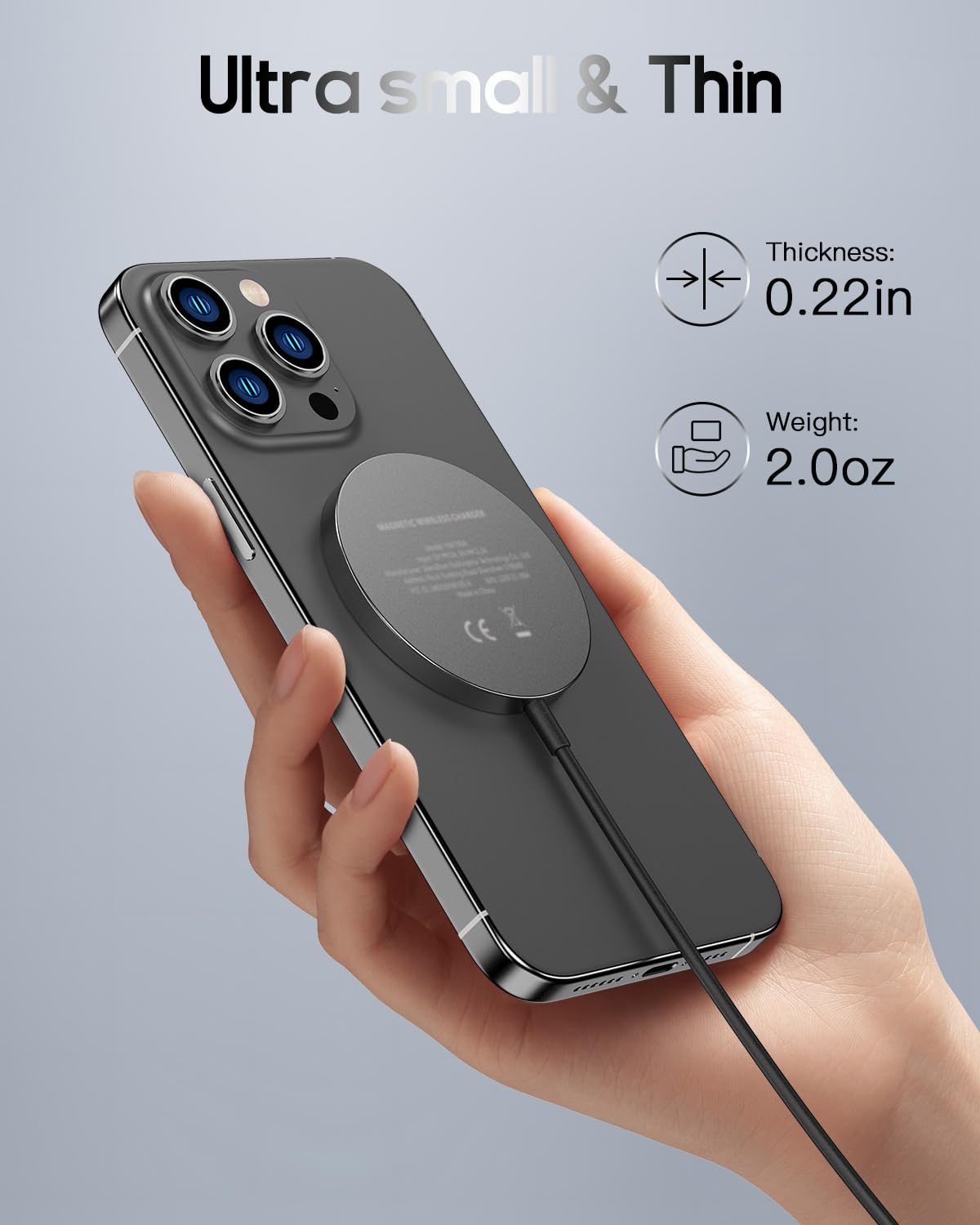 for Mag-Safe Charger, Magnetic Wireless Charger Made for iPhone 17/17 Pro/17 Pro Max/Air/16/15/14/13/12 Series, Mag Safe Charging Pad for AirPods Pro