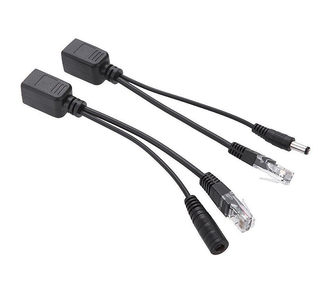 BeElion 2Kits 4PCS Passive PoE Injector and Splitter Kit with 5.5x2.1 mm DC Power Adaptor Connector,Black