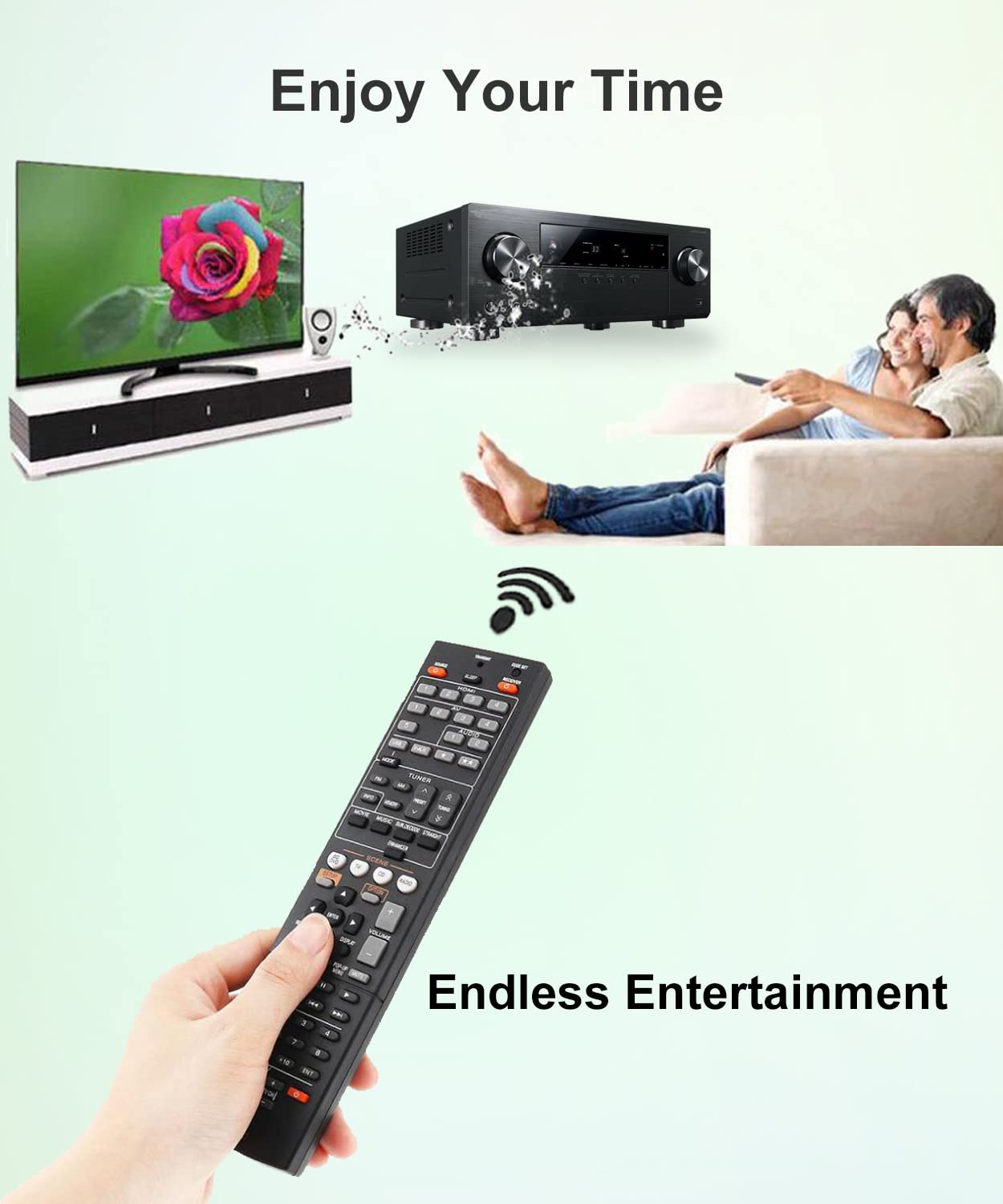 JISOWA Replacement for Yamaha AV Receiver Remote Control Universal RX-V367 RAV463 ZA11350 RX-V375 RX-V677 RX-V371 RAV331 WT92670 RX-V373 RAV432