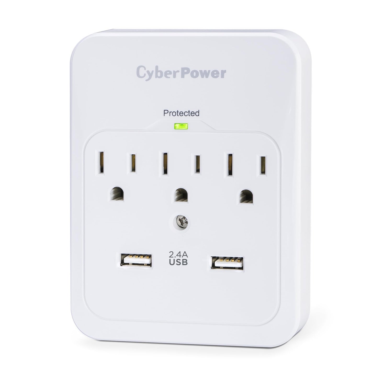 CyberPower CSP300WUR1 Professional Surge Protector, 600J/125V, 3 Outlets, 2 USB Charge Ports (2.1 Amps Shared) Wall Tap Plug