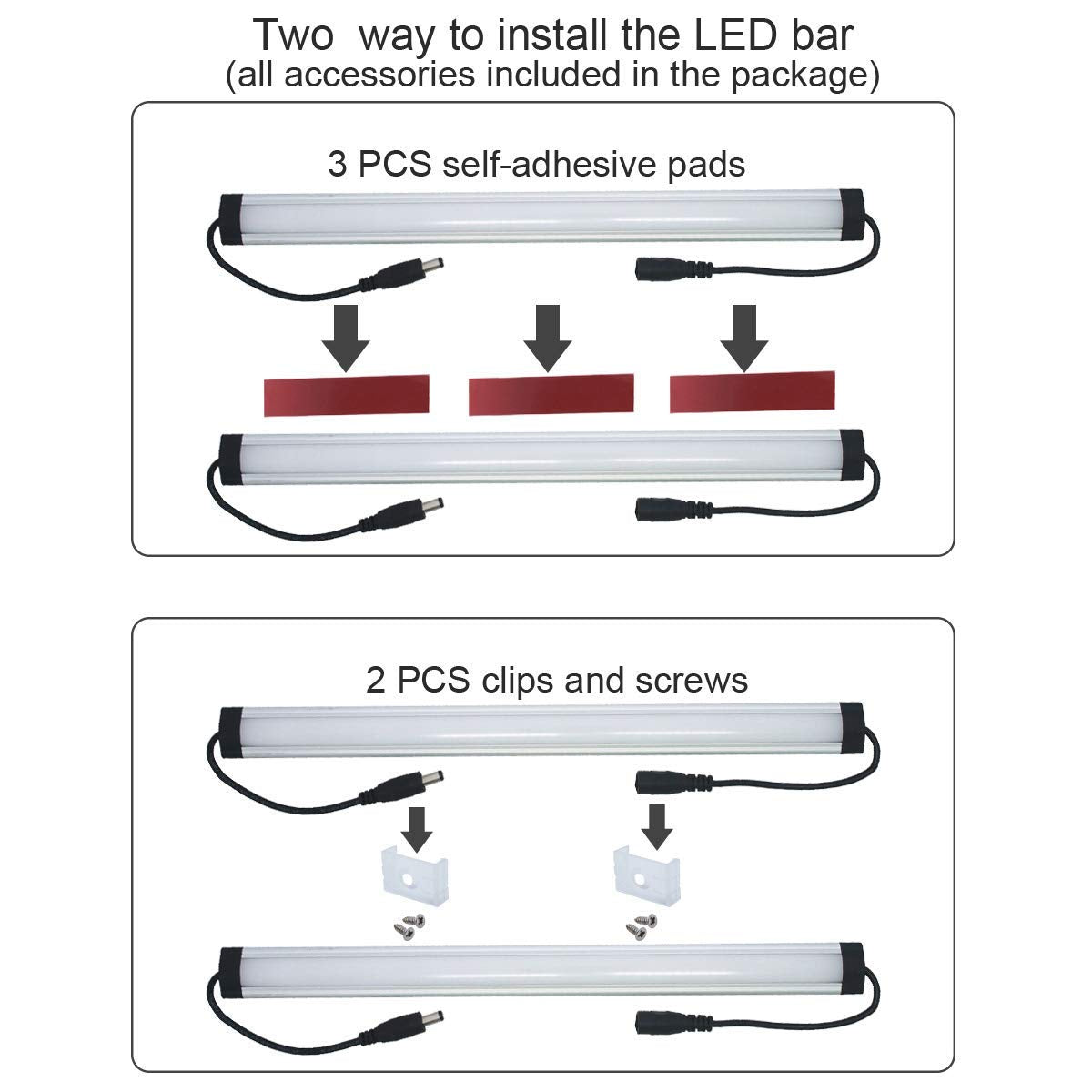Under Cabinet LED Lighting Kit Plug in or Hardwired, 6 pcs 12 Inches Light Strips, 2000 Lumen, Super Bright, for Kitchen Counter, Closet, Shelf
