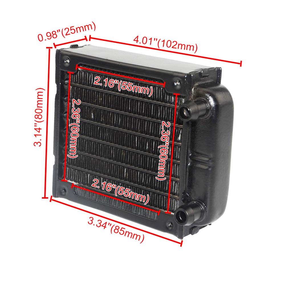 BXQINLENX 10 Pipe Aluminum Heat Exchanger Radiator for PC CPU CO2 Laser Water Cool System Computer 80mm