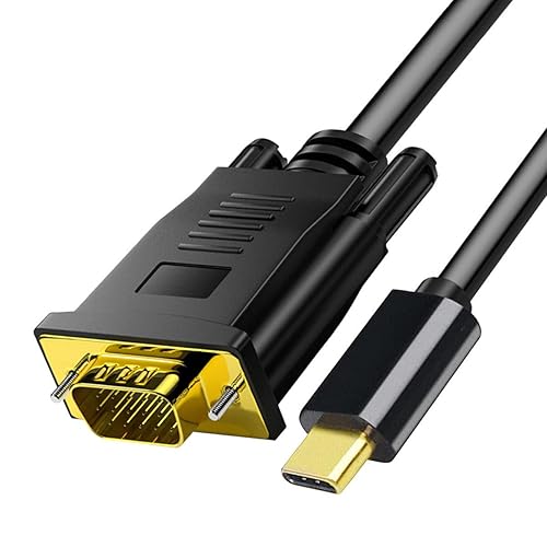 USB C to VGA Cable 6 Feet, USB Type-C to VGA Adapter Thunderbolt 3/4 Compatible with MacBook Pro, iPhone 16 Pro Max, iPad Pro, Samsung Galaxy S24/ S23