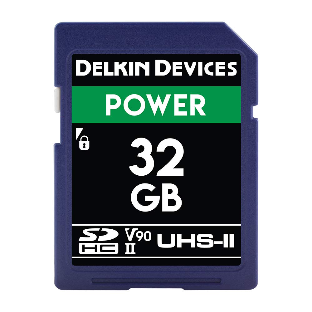 Delkin Devices Power 32GB SDHC UHS-II (U3/V90) Memory Card - 300MB/s Read, 250MB/s Write | High-Performance Card for 8K, 4K, HDR, 360º Video