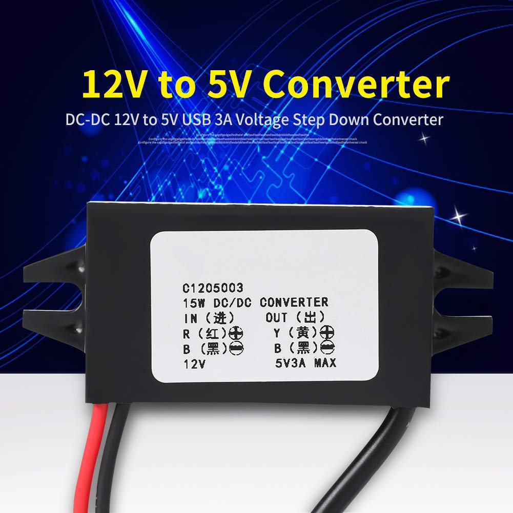 DC-DC 12V to 5V 3A Micro USB Converter 15W Voltage Step Down Regulator USB Power Adapter for Car Smartphone (Converter 2)