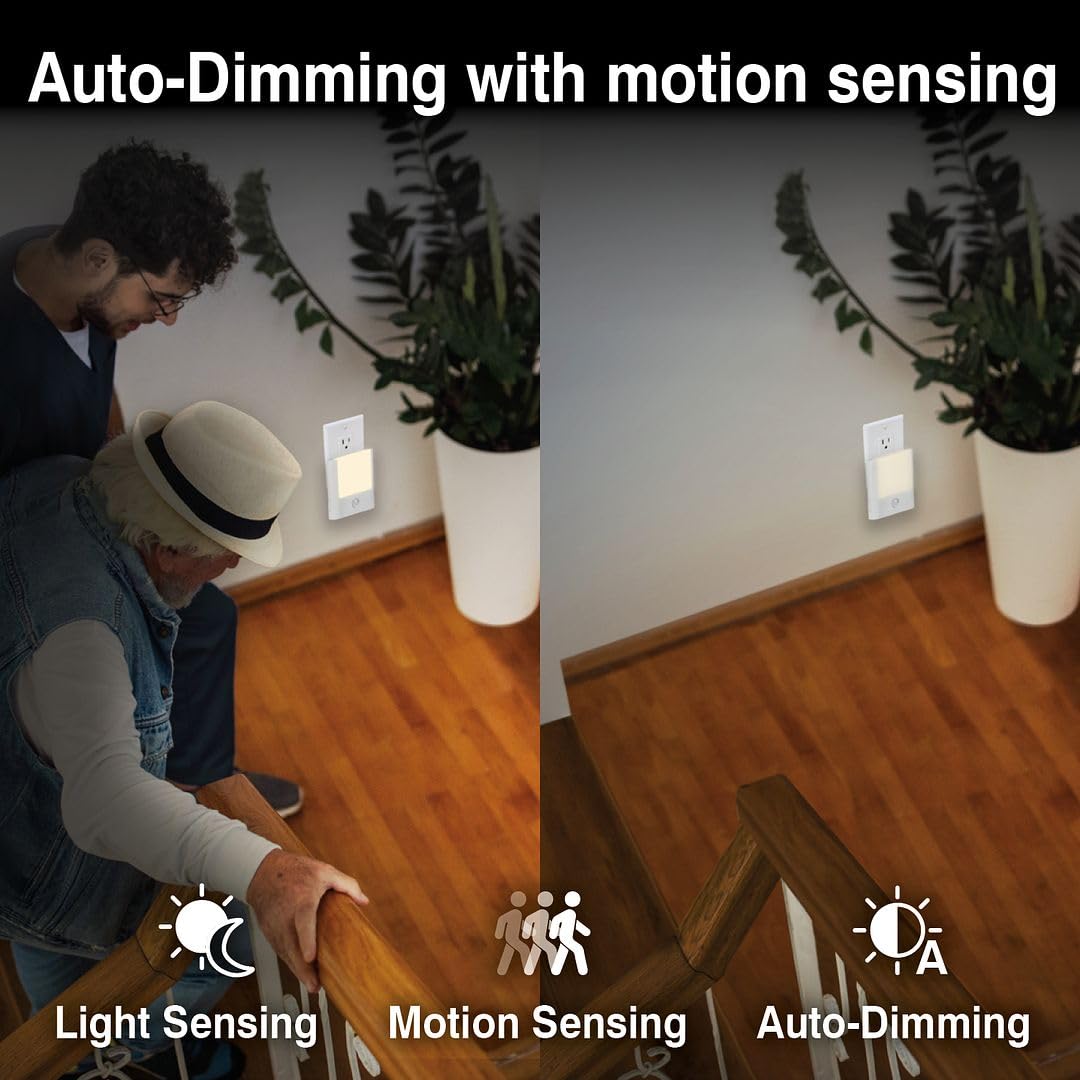 4-Pack 3-in-1 Emergency Night Light for Power Failure,plug into wall,LED with Motion Sensor,Auto-On During Outages,Survival kit,Hurricane