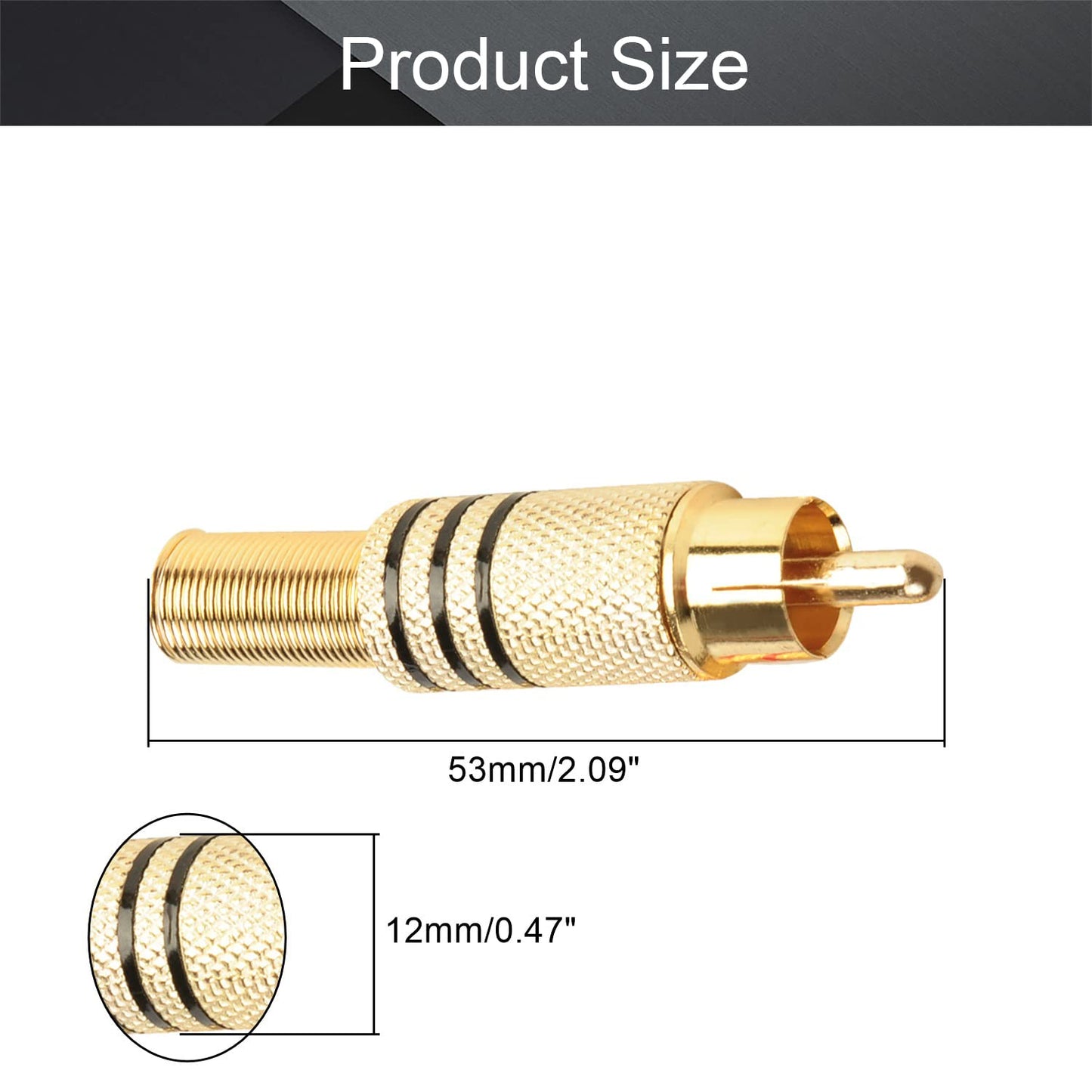 Fielect 20Pack RCA Male Plug Adapter Connector, Solderless Gold-Plated Audio Video Cable Adapter Connector for Speaker Wire Wall Plate Home Theater