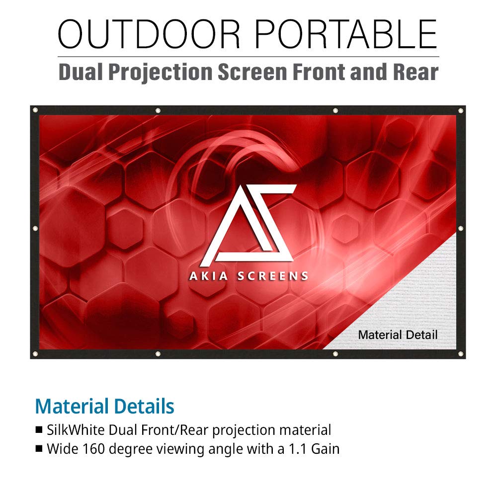 Akia Screens 120" Dual Projection Projector Screen, 16:9 Front & Rear, Portable Foldable Anti-Crease, 8K / 4K Ultra HD Ready Indoor Outdoor Home