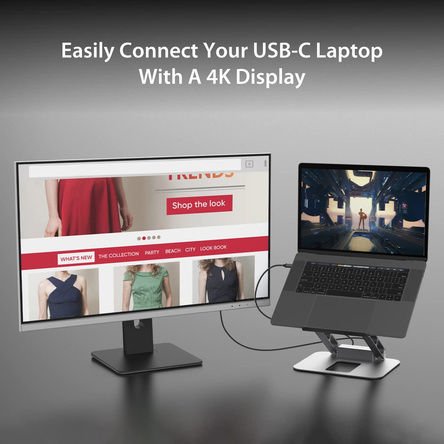 j5create Laptop Stand with USB C 4K HDMI Display Hub - 2 USB A 5Gbps, PD 100W with USB-C 5Gbps | Aluminum Computer Riser for MacBook and Windows