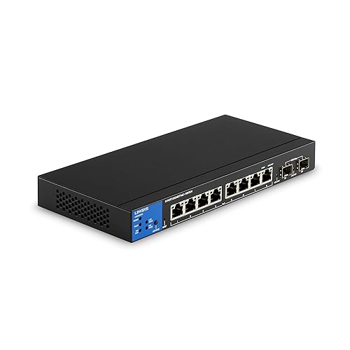 Linksys LGS310MPC 8 Port Gigabit Network PoE+ Switch @ 110W with 2 Uplink Gigabit SFP Slots - Advanced Security, QoS, Static Routing, VLAN, IGMP