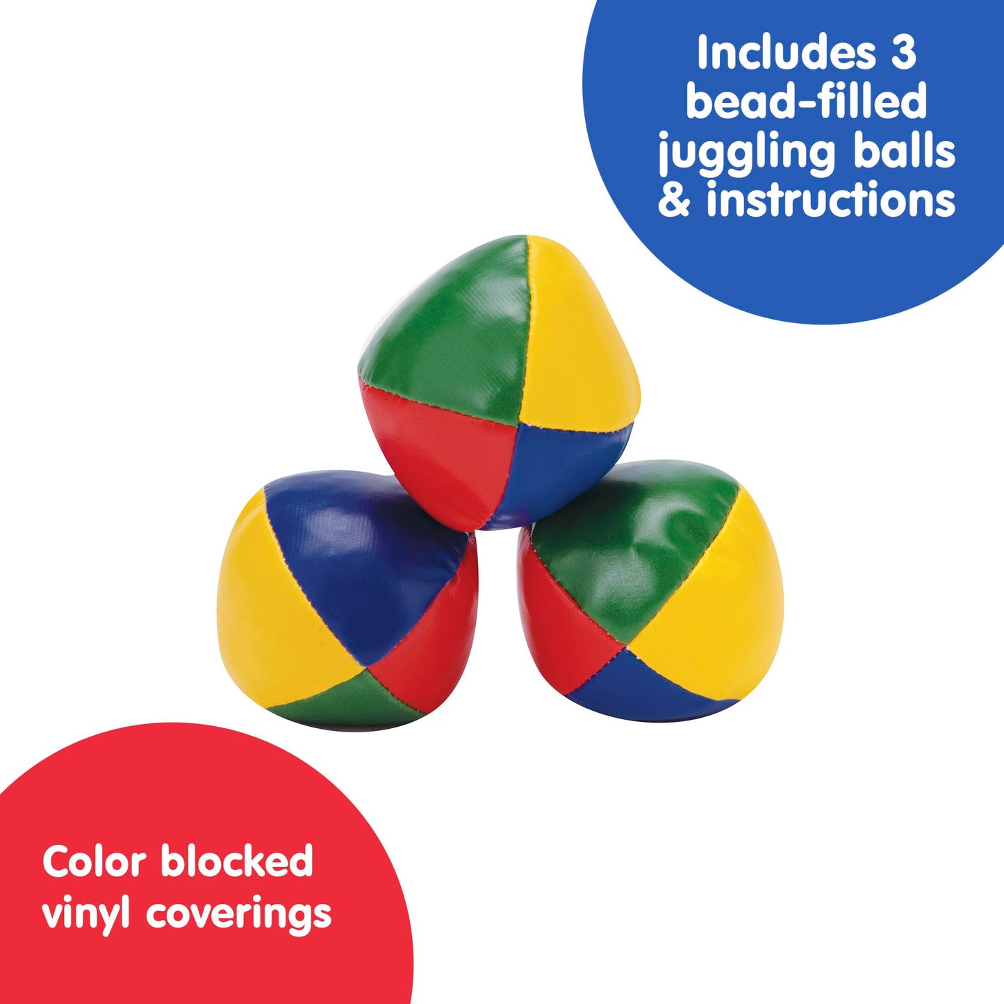 Schylling Classic Juggling Balls - Colorful Vinyl Toss-and-Catch Balls with Bead Filling - Includes 3 Balls and Instructions - Ages 5 and Up - Three…