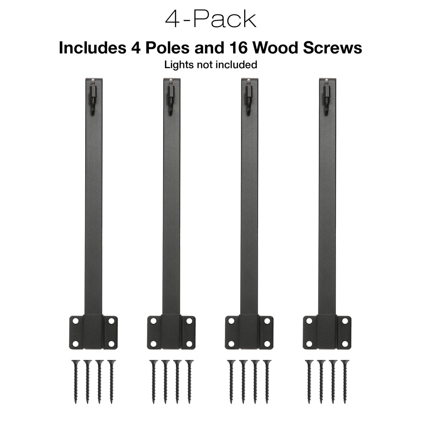 EXCELLO GLOBAL PRODUCTS 4 Pack of 1.3' Fence String Light Poles