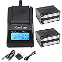 Kastar LCD Fast Charger & Battery X2 Replacement for NP-F970 NP-F960 NP-F950 and DCR-VX2100 DSR-PD150 DSR-PD170 FDR-AX1 HDR-AX2000 HDR-FX1 HDR-FX7