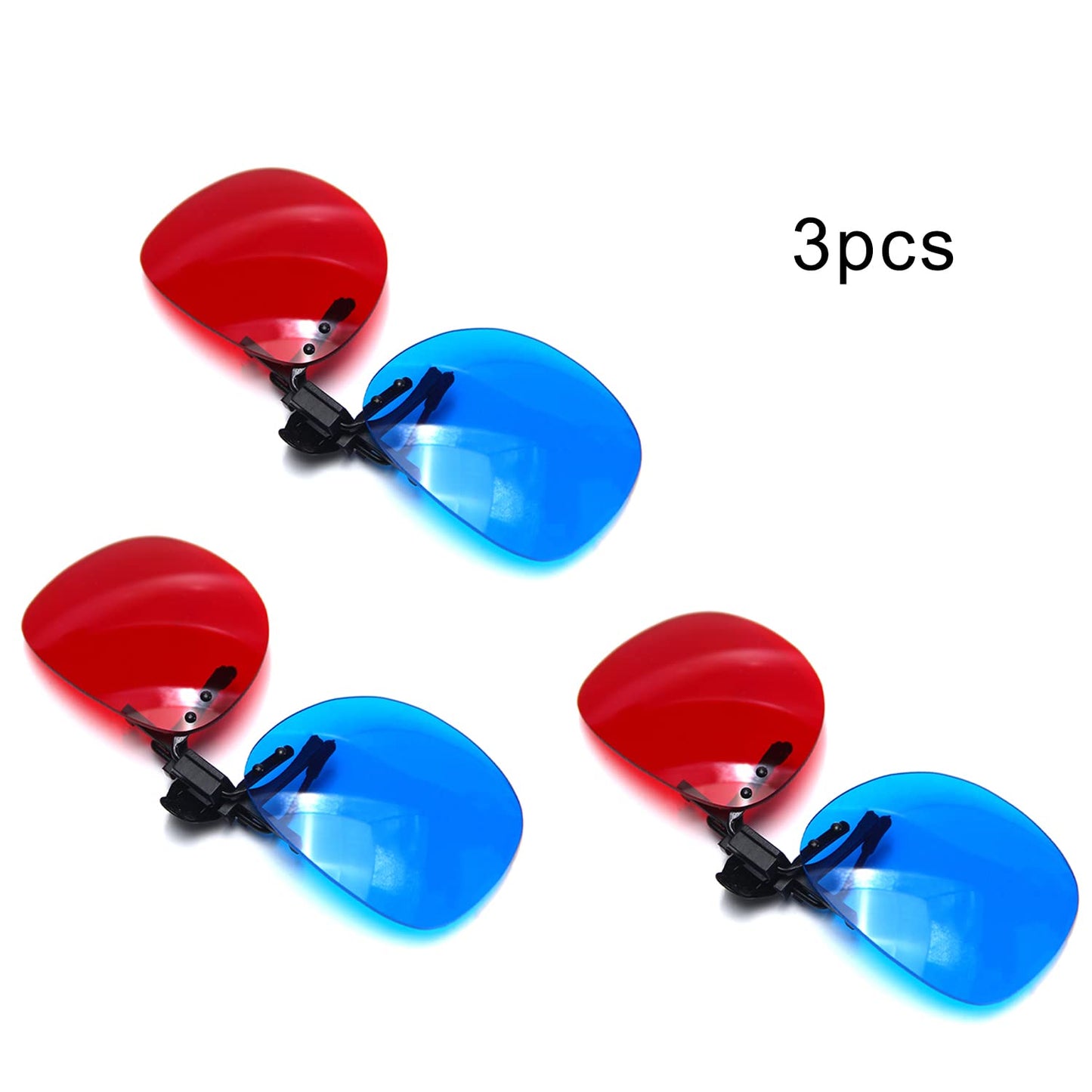 Othmro 3 Count 3D Glasses, Red-Blue, Resin & Paper Lens, Comfortable & Durable, Foldable, DIY Frame, For 3D TV, Cinema, DVD, Home Movies