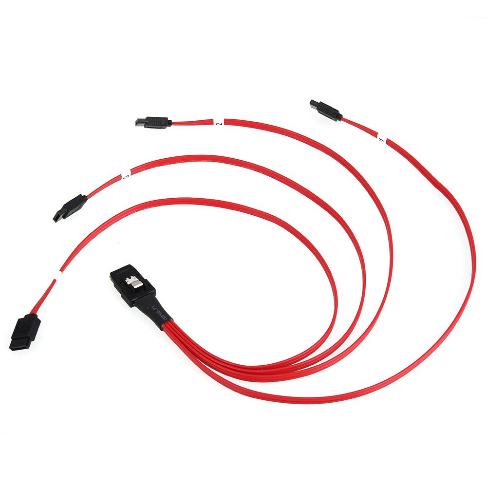 Generic 50cm Mini SAS 4i SFF-8087 36P to 4 SATA 7P HDD Hard Drive Splitter Cable Red
