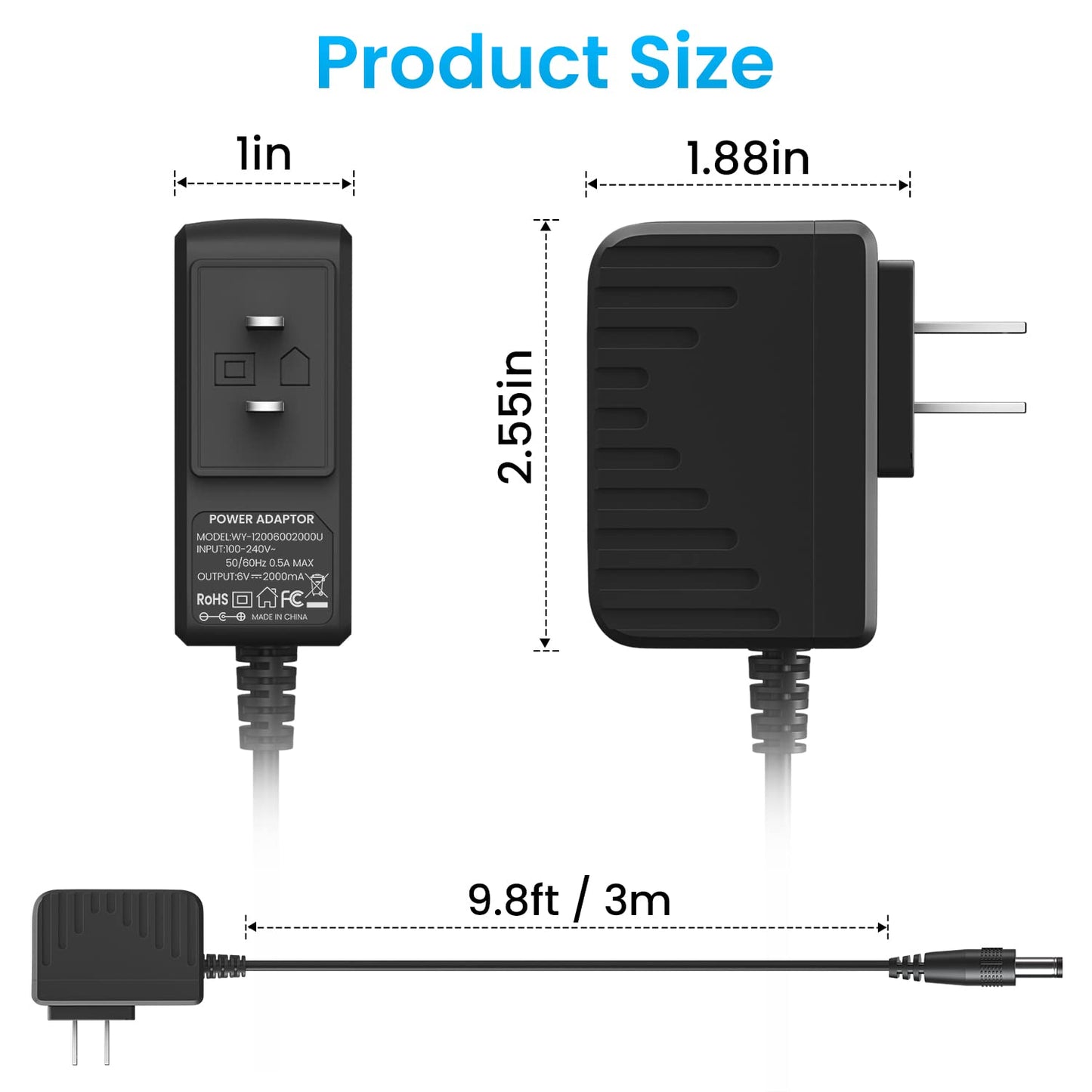 NFGEKT 6V 2A Power Supply Adapter for ProForm Elliptical Smart Strider 480 490 500 600 LE, 390 395 475 510 E, 510EX, 400 700 Cardio Cross Trainer…