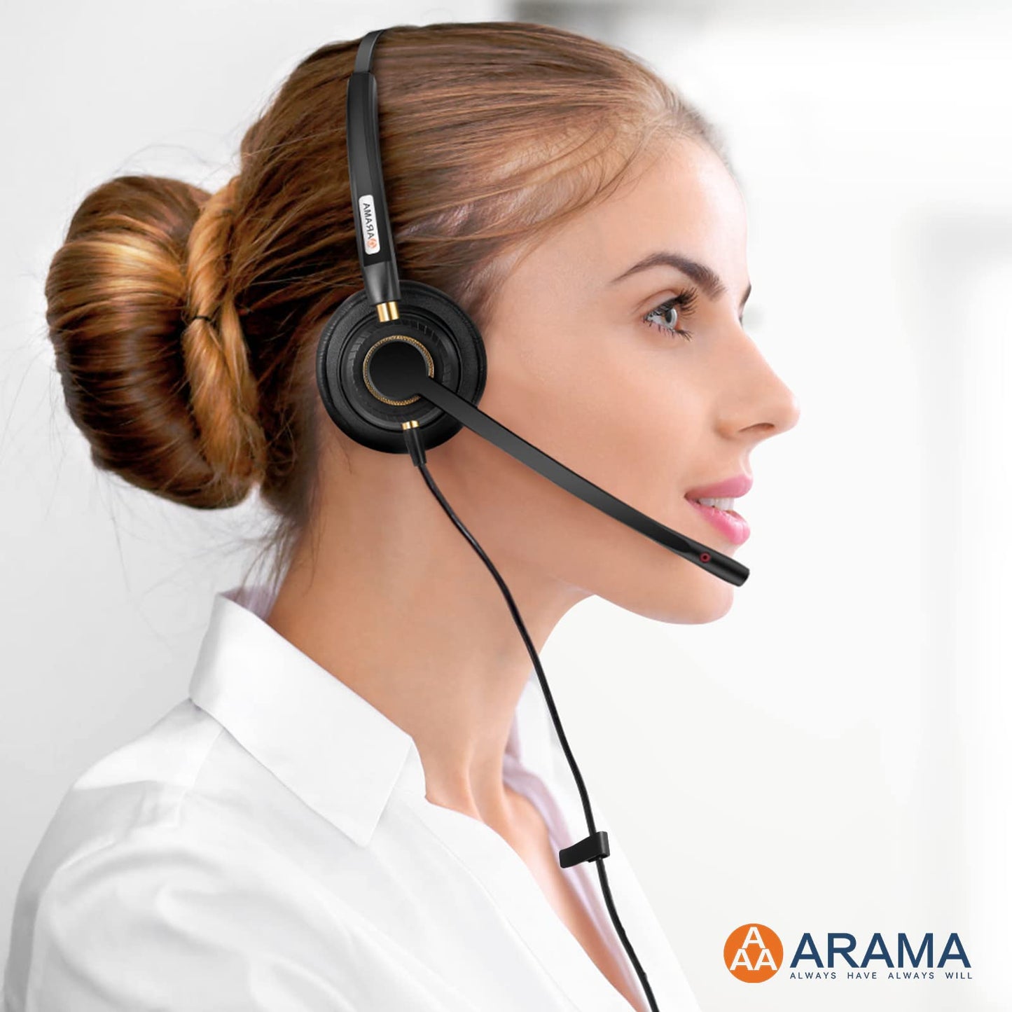 Arama Cell Phone Headset with Mic Noise Canceling, 3.5mm Wired Headset for iPhone Samsung PC iPad, Computer Headset for Skype for Business Office