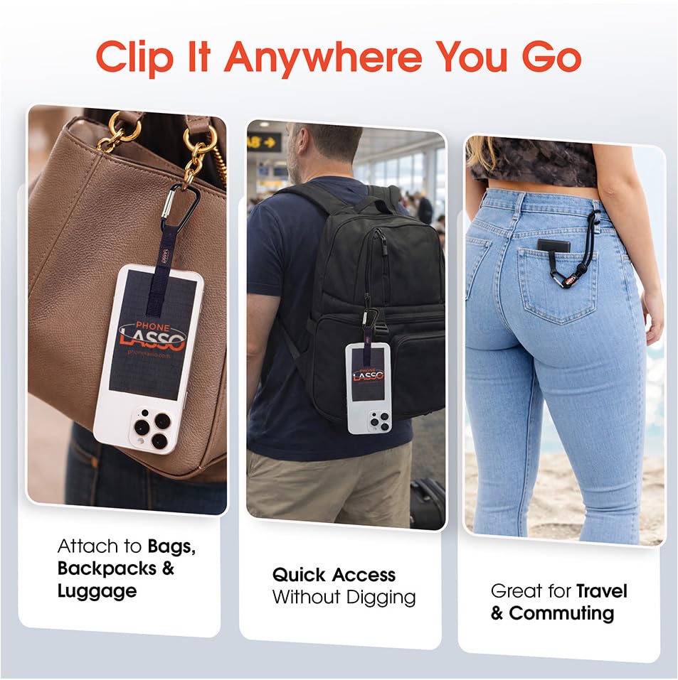 Phone Lanyard Adjustable Neck and Wrist Straps Universal Phone Tether Works with All Case Styles Multi-Pack x3 (Black)