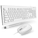 Macally 104 Key USB Wired Keyboard and Mouse Combo with Apple Shortcut Keys for Mac, iMac, Macbook, and Windows PC (MKEYECOMBO), White