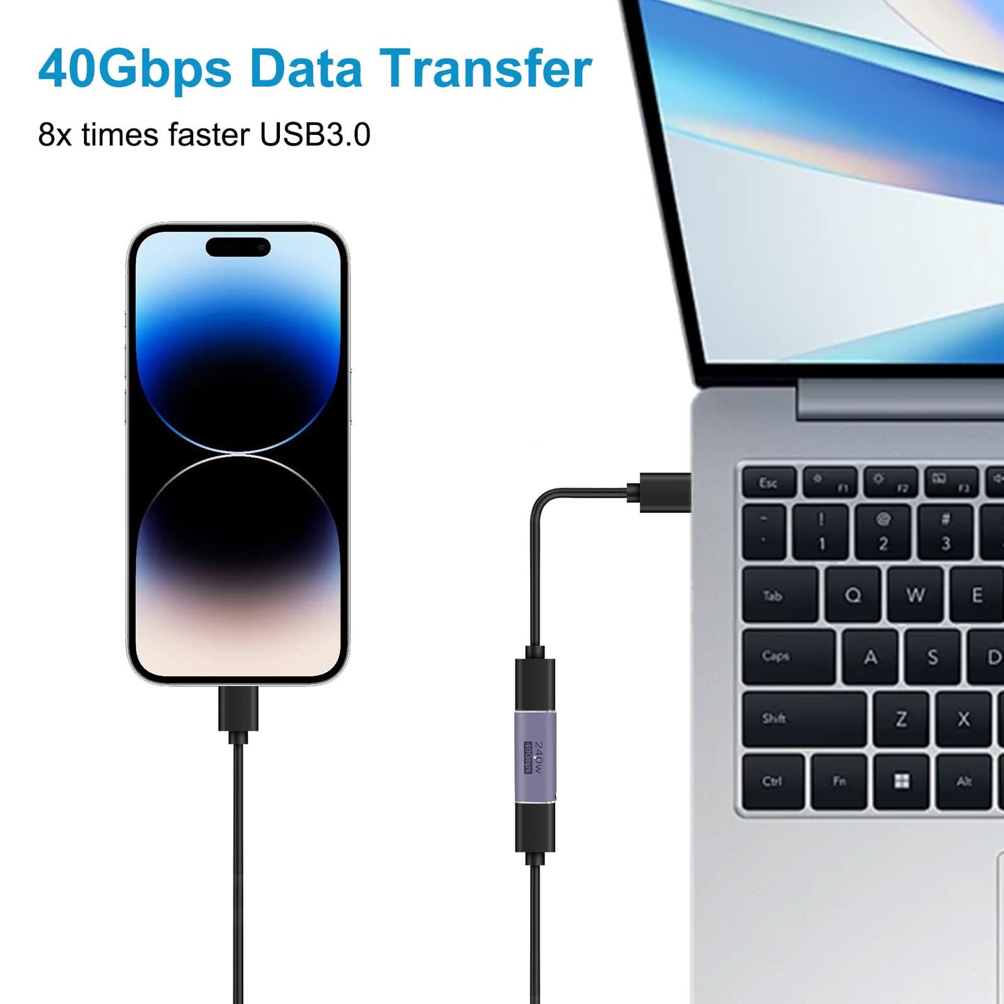 JUZITAO 4PCS 240W USB C Coupler, USB Type C Female to Female Fast Charging Adapter Extender with PD 240W Charging 8K @60Hz Video 40Gbps High Speed…