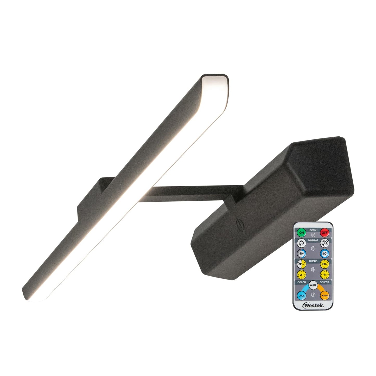 13" Decorative Adjustable White Matte Black Picture Light with Remote