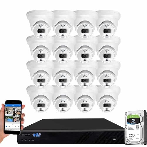 GW Security 16 Channel 4K NVR 5MP Full-Time Color Night Vision Two-Way Audio Security Camera System - 16 x 5MP 1920P Human Vehicle Detection