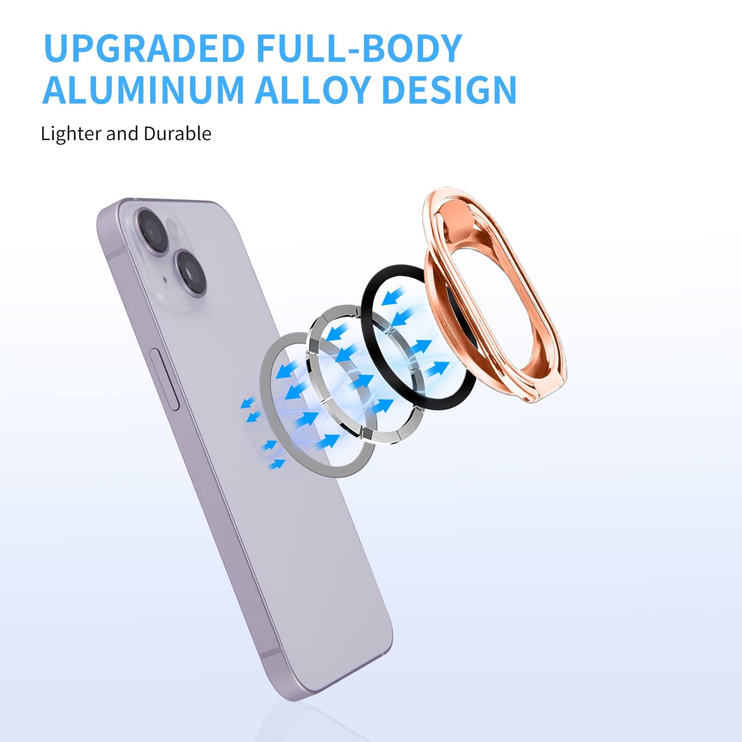Rimyam Magnetic Phone Ring Holder Stand for MagSafe Adjustable Phone Finger Grip Removable Ring Kickstand MagSafe Accessories