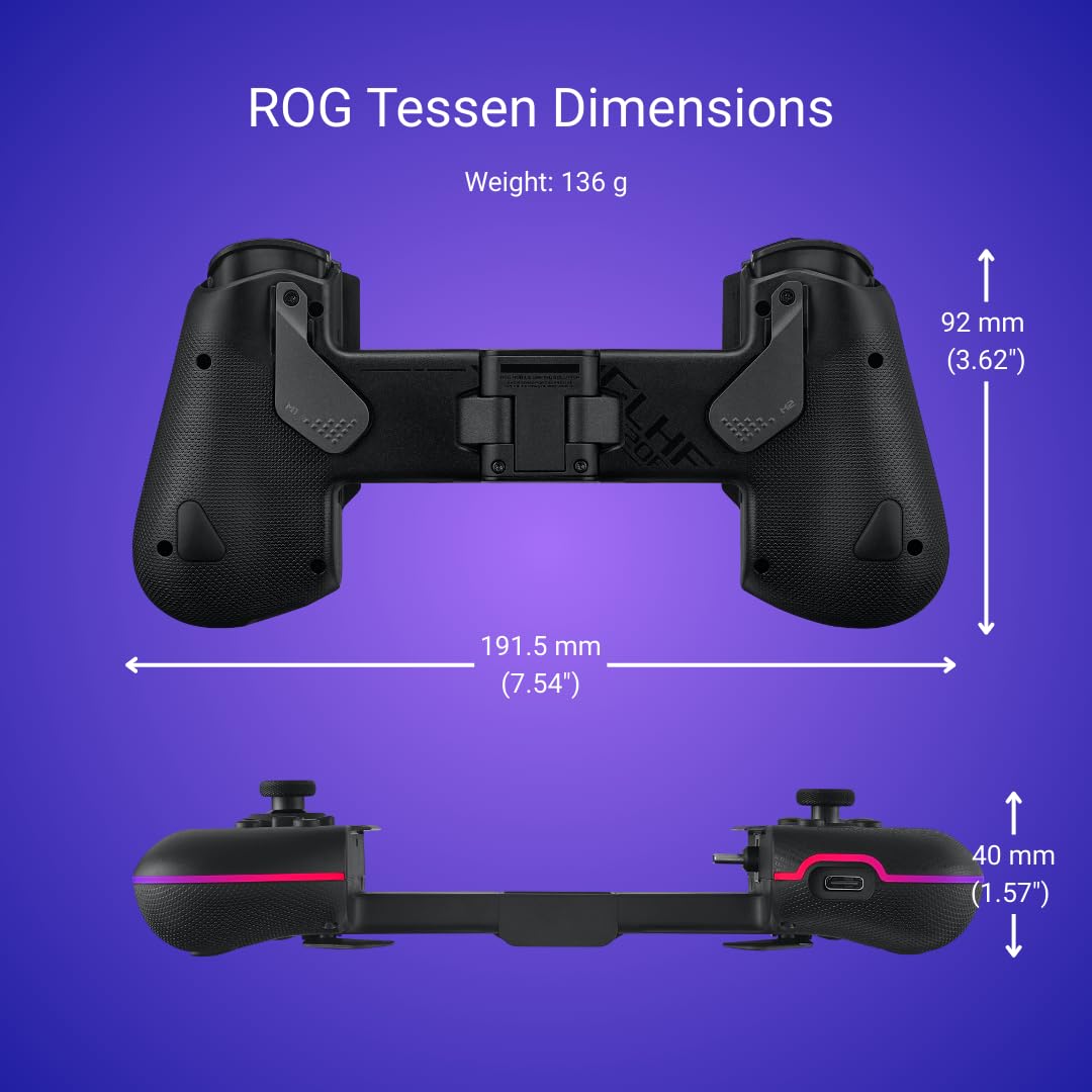 ASUS ROG Tessen Mobile Gaming Controller - Android Phones ONLY, Foldable, Compact, Wired USB-C, Programmable, Fast Charging, RGB - for Call of Duty
