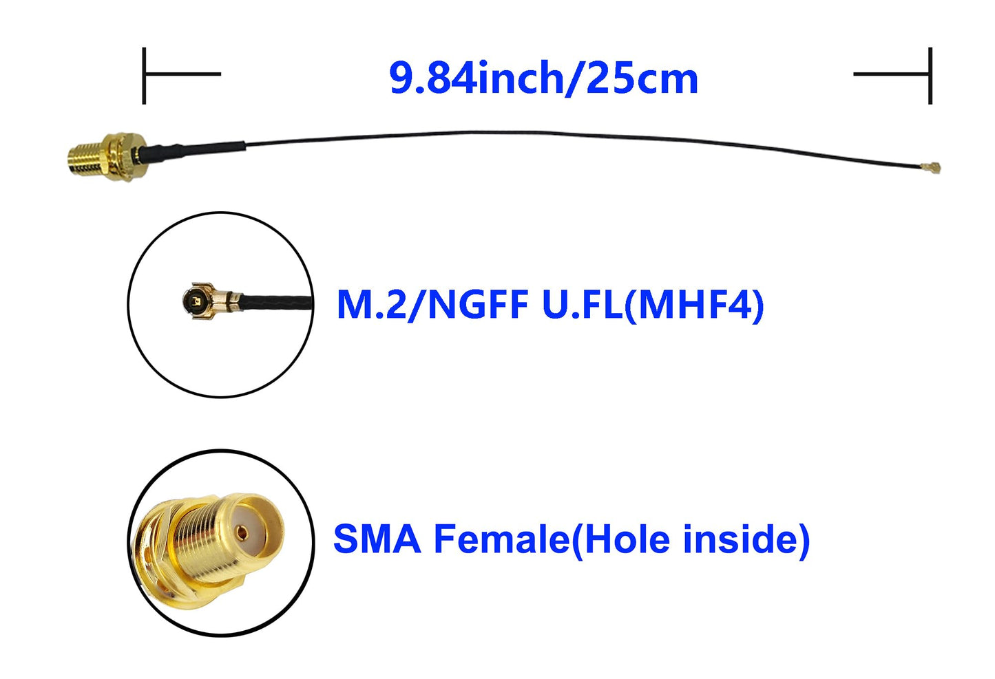 Tenmory MHF4 U.FL to SMA Female Connector Pigtail WiFi Antenna Extension Cable (10 inch (4 Pcs))
