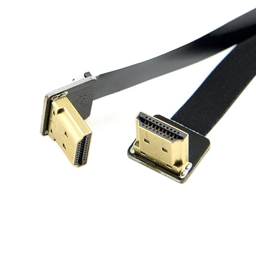 CableccFPV Dual Up Angled 90 Degree HDMI Type A Male to Male HDTV FPC Flat Cable 20cm for Multicopter Aerial Photography