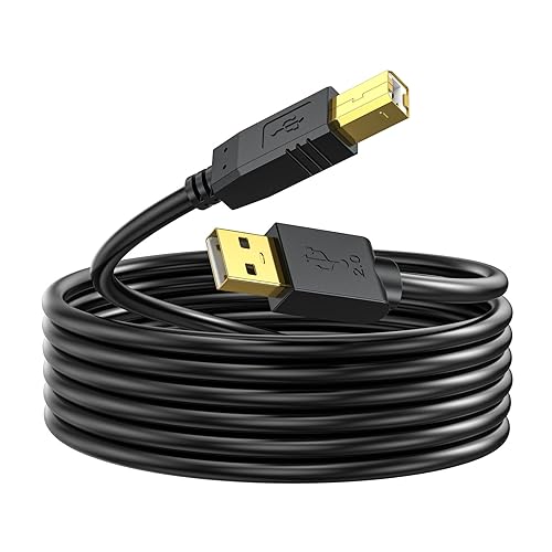 Printer Cable 20 FT - USB A to USB B Printer Cable Compatible with HP, Canon, Brother, Samsung, Dell, Epson and More