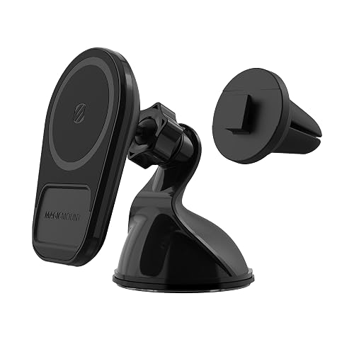 Scosche MQ5WDV-1 MagicMount Pro Charge5 Window/Dash/Vent 15W Magnetic, Qi-Certified, Wireless Charging Phone Mount, Cell Phone Holder for Car