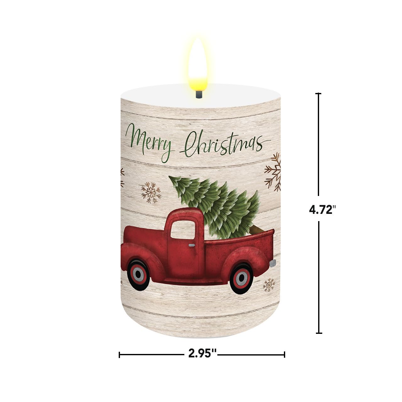 Briarwood Lane Flameless Candle 6x3 Merry Christmas Pickup Truck Flameless Candle with Timer for Christmas