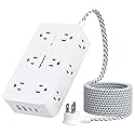 Power Strip Surge Protector, HANYCONY 12 Multiple Outlets 4 USB Ports (2 USB C), 5Ft Braided Extension Cord Flat Plug, Overload Surge Protection, Desk
