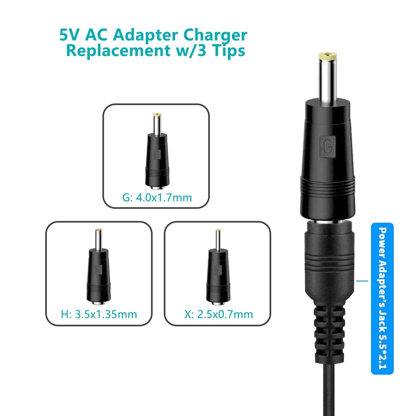 5V AC Power Cord Adapter Charger Compatible for Philips, Skylight, HP, Aluratek, BSIMB Smart Digital Picture Frame Cameras Power Supply Cable (Not…