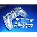 New Replacement Full Housing Shell Cover Case Protective Hard Skin Kits with Buttons Set for PS4 Wireless Controller -Transparent White.