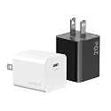 Omnibar iPhone 17/16 Charger, 2-Pack 20W GaN PD 3.0 PPS Fast USB C Charger Block, Compact Type C Power Adapter for iPhone 15/14/13/12, Samsung Galaxy