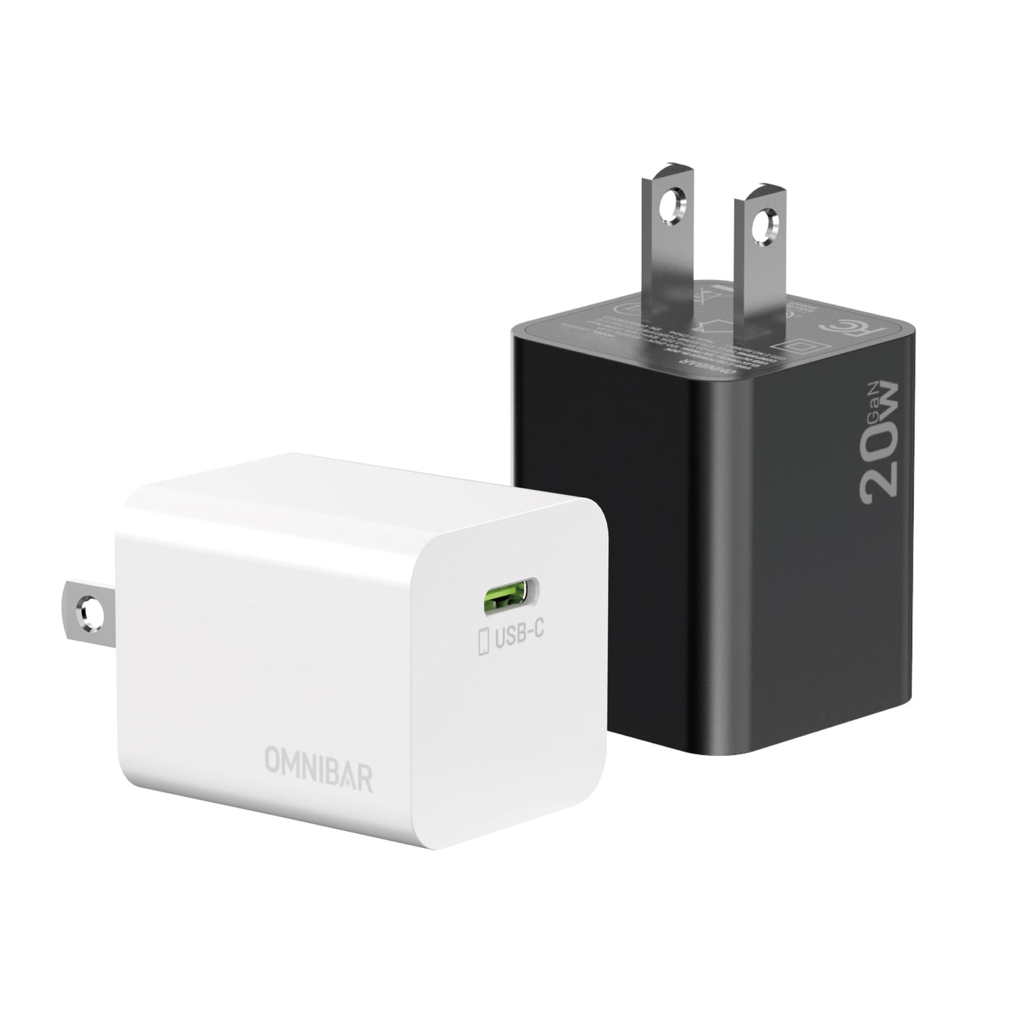 Omnibar iPhone 17/16 Charger, 2-Pack 20W GaN PD 3.0 PPS Fast USB C Charger Block, Compact Type C Power Adapter for iPhone 15/14/13/12, Samsung Galaxy