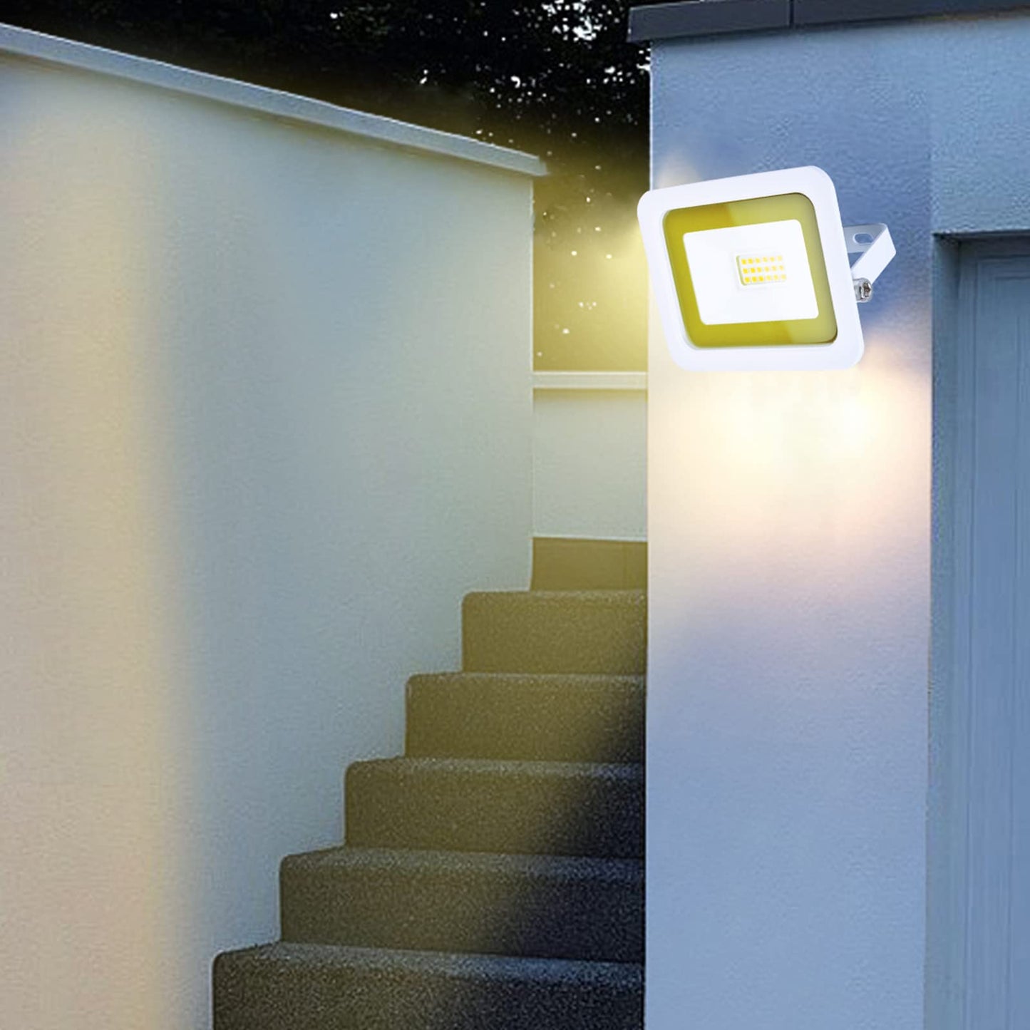 MIWAT 20W 2Pack LED Flood Light with 1.5M Plug in Cord Safety Lights for Garage, Warehouse, Courtyard and Walls (White Shell, Warm White)